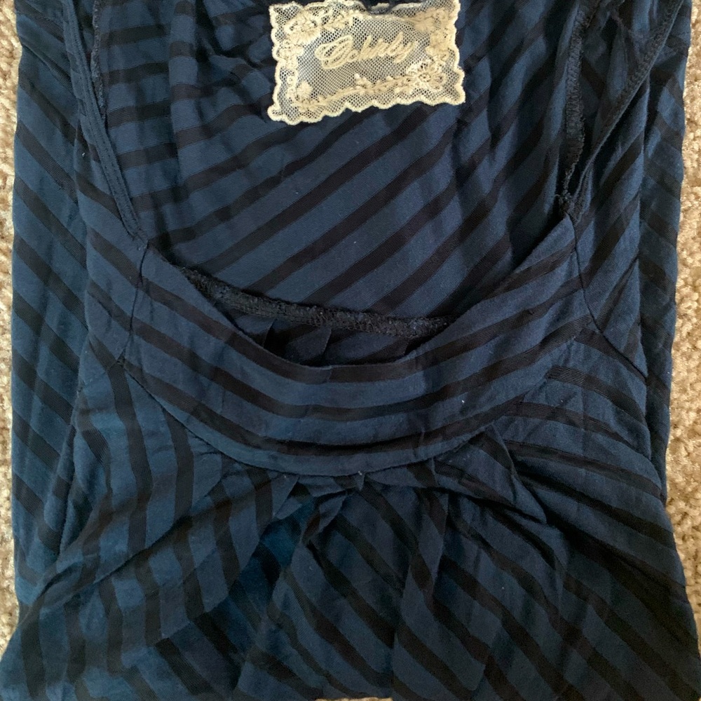 Ochirly top blue stripped short sleeves size S